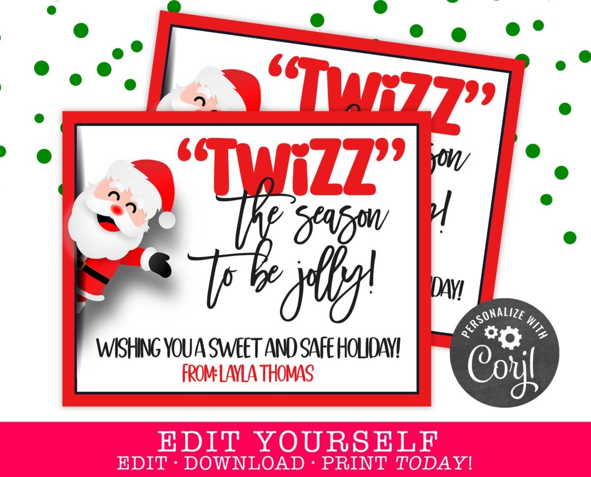 Twizz the Season printable Christmas gift tag