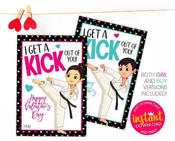 printable classroom valentines karate taekwondo jiujitsu gift tag card digital valentines friend pta teacher instant download 6011e4b9