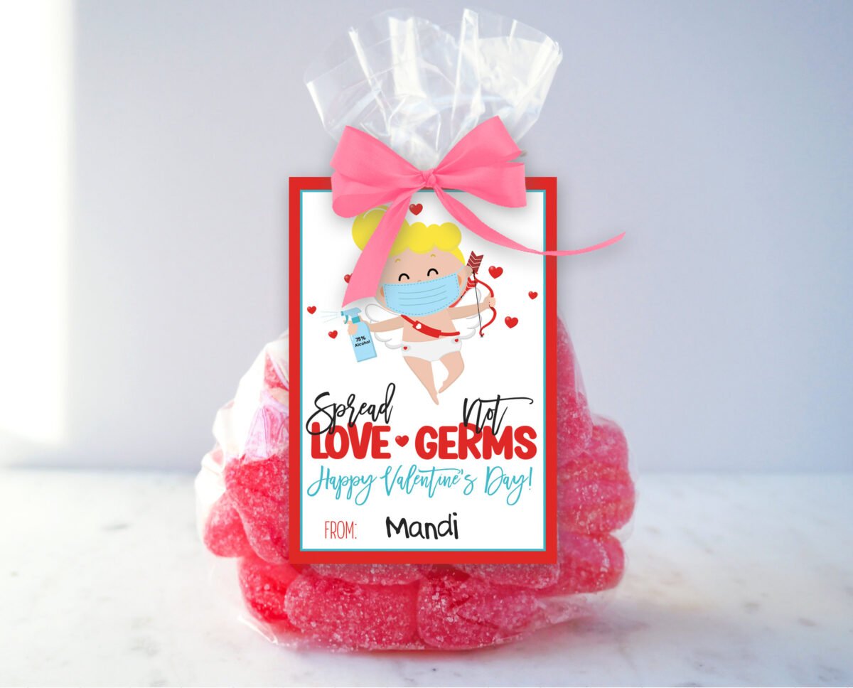 printable classroom valentines spread love not germs gift tag card digital valentines friend pta teacher instant download 6011e419