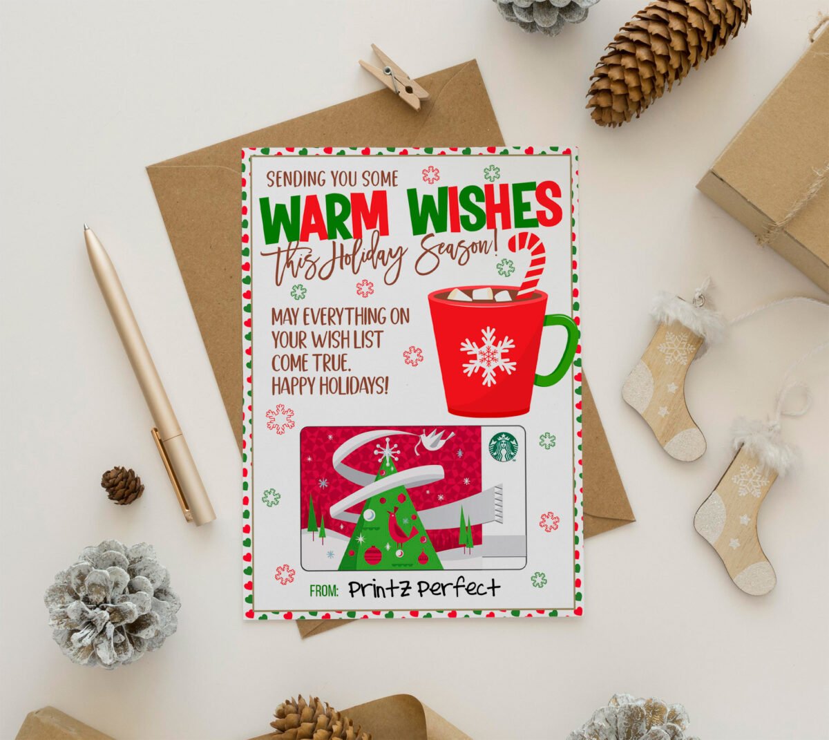 printable sending you warm wishes christmas gift card holder tag box family friend kids school teacher co worker neighbor holiday 60120360