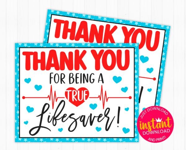 printable thank you appreciation gift tag for nurse doctor medical worker lifesaver pandemic quarantine diy 6011f7c2