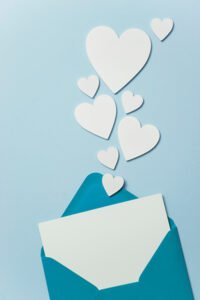 father s day card mockup blue envelope blank white card hearts